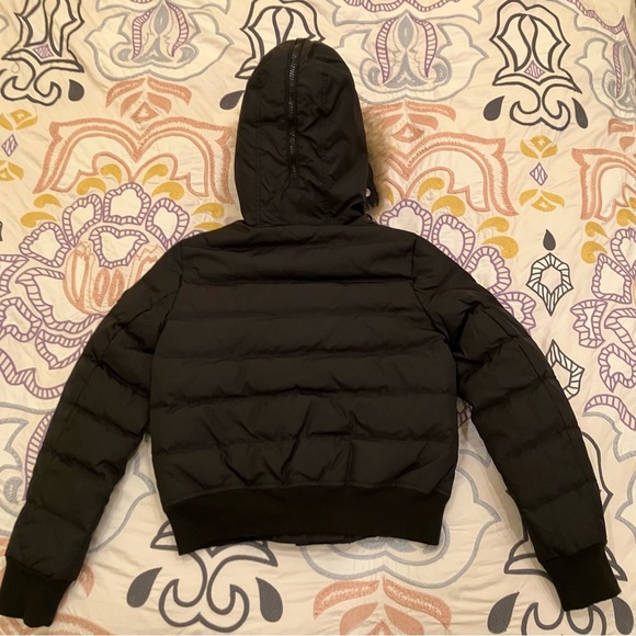 Pajar Down Bomber Jacket Fur Hood Cropped Black Luxury Canada RARE Women's Small - Picture 8 of 16